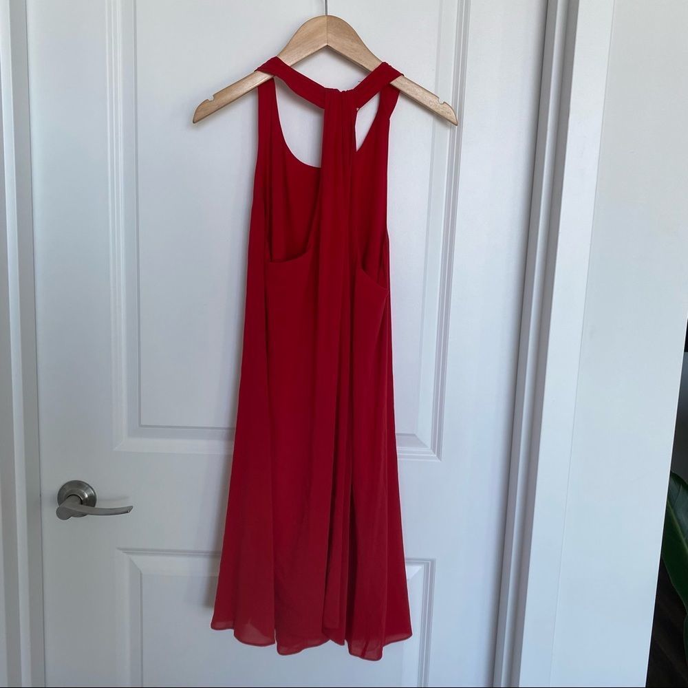 Alice + Olivia Red Mini Silk Dress Racerback - Picture 6 of 7